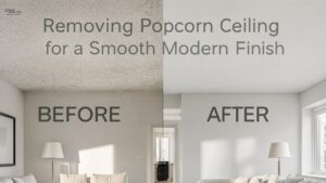 Removing Popcorn Ceiling for a Smooth Modern Finish